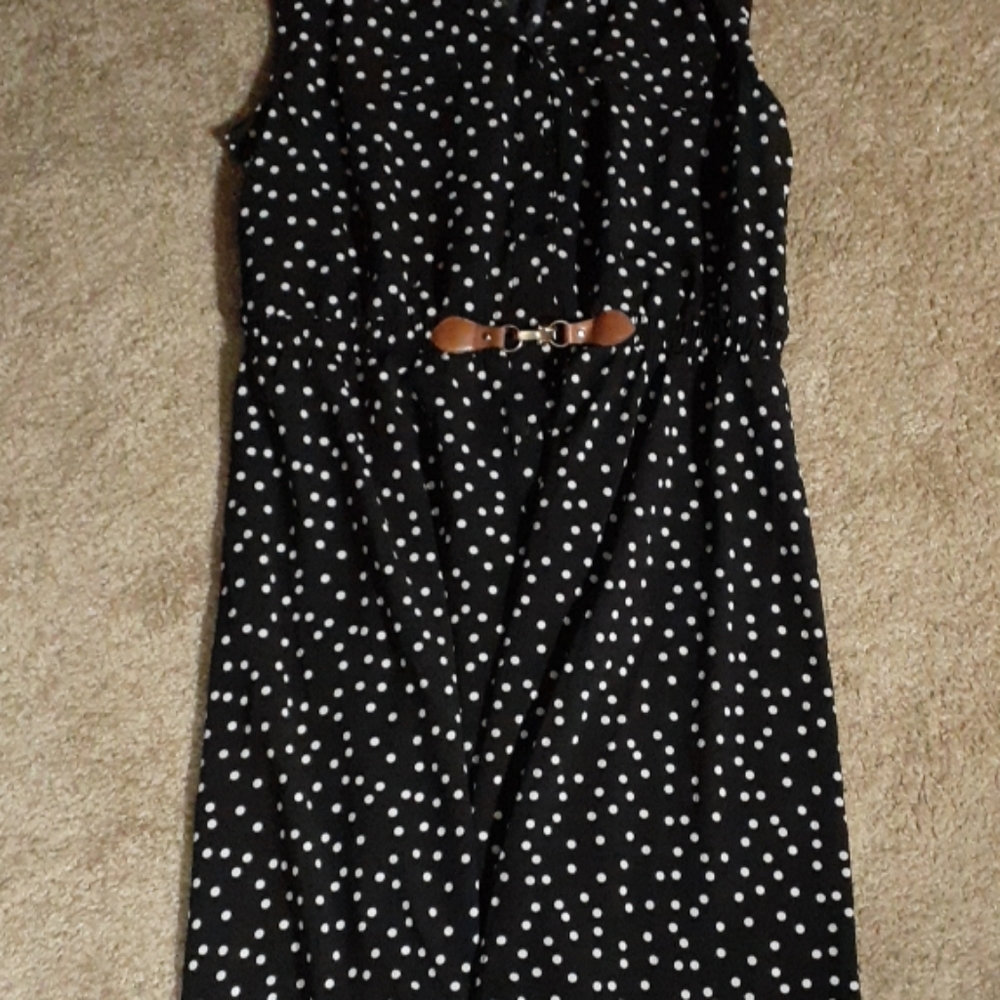 Black polka dot dress
